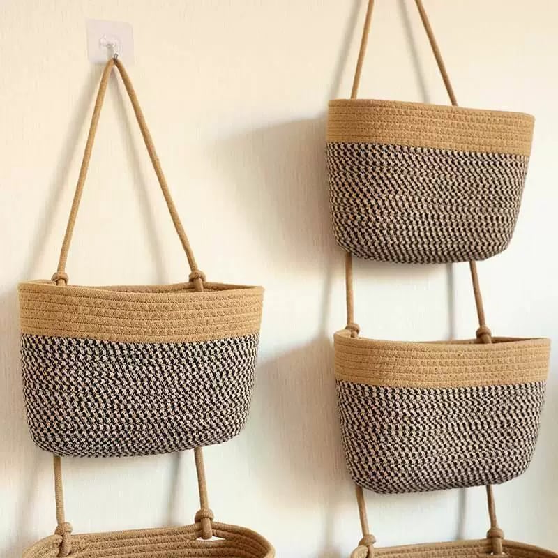 Cotton Rope Wall-Hanging Storage Basket Organizer photo 3