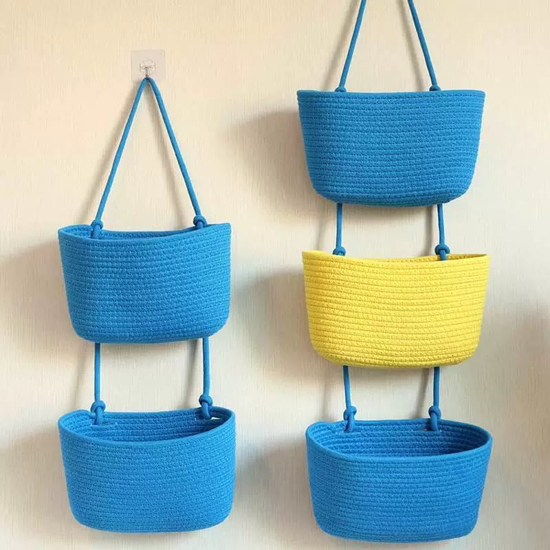 Cotton Rope Wall-Hanging Storage Basket Organizer photo 4
