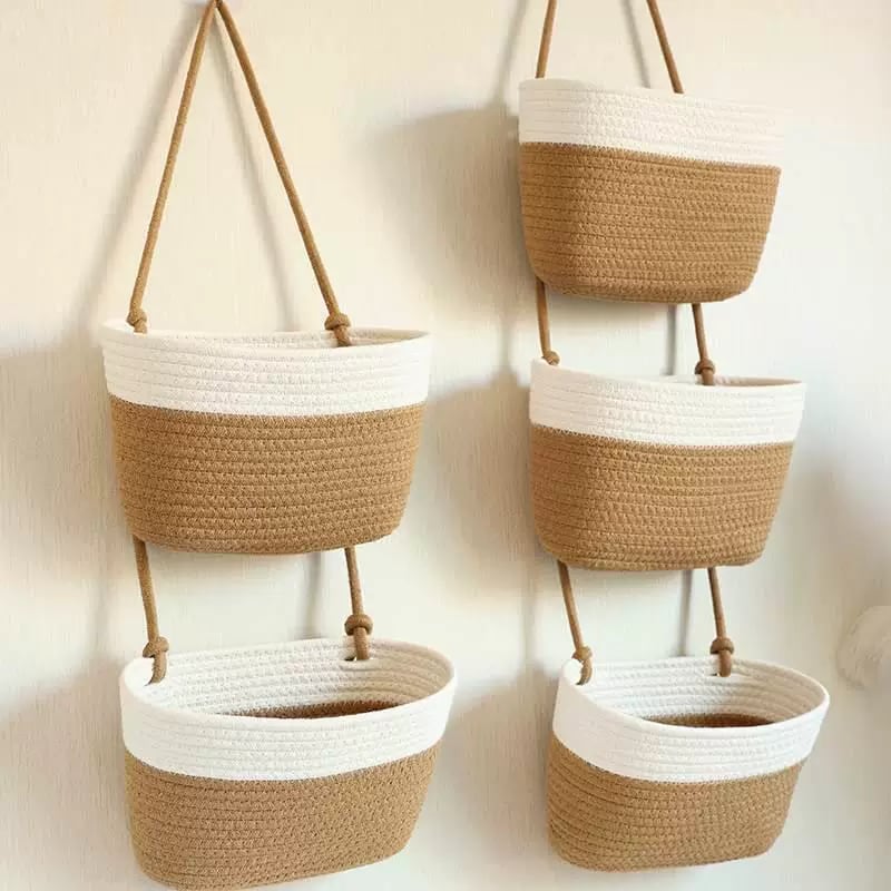 Cotton Rope Wall-Hanging Storage Basket Organizer photo 5