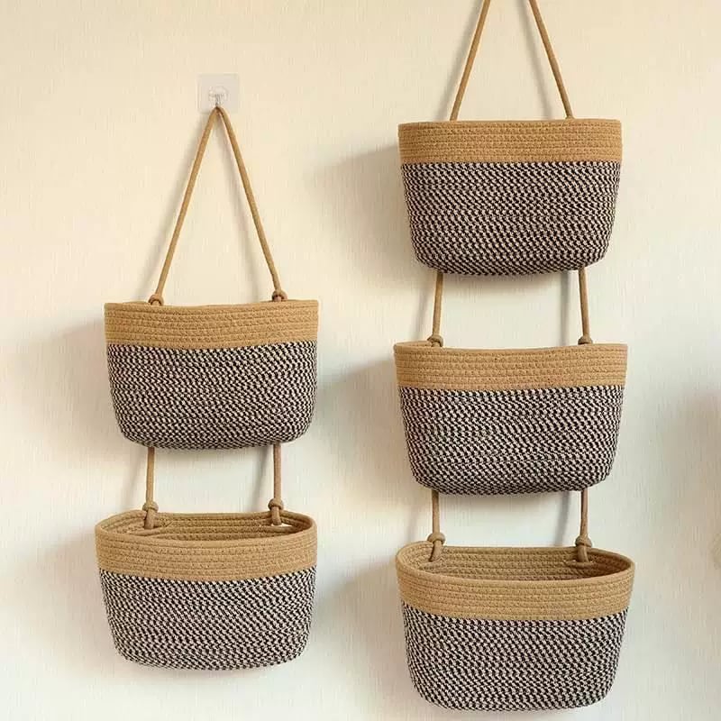 Cotton Rope Wall-Hanging Storage Basket Organizer photo 6