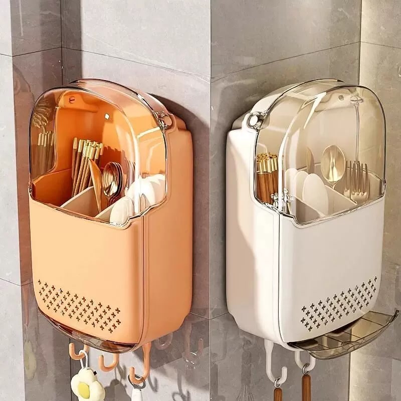 Wall-Mounted Cutlery and Chopstick Holder with Drip Tray photo 5