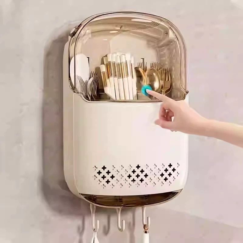 Wall-Mounted Cutlery and Chopstick Holder with Drip Tray photo 6