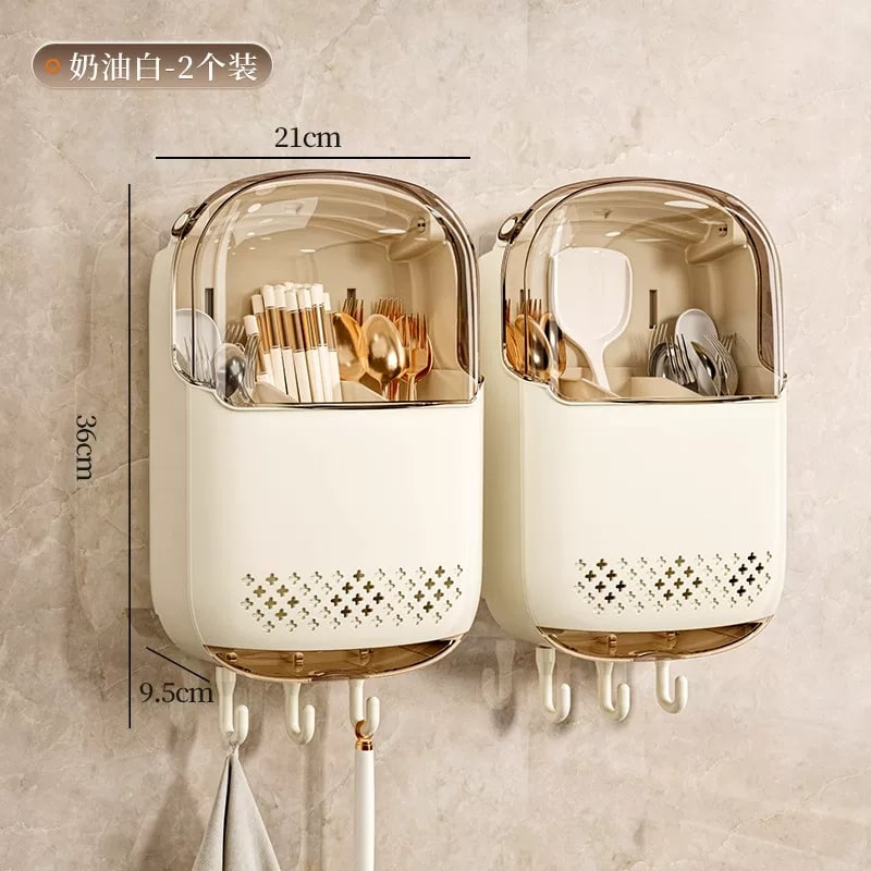 Wall-Mounted Cutlery and Chopstick Holder with Drip Tray photo 4