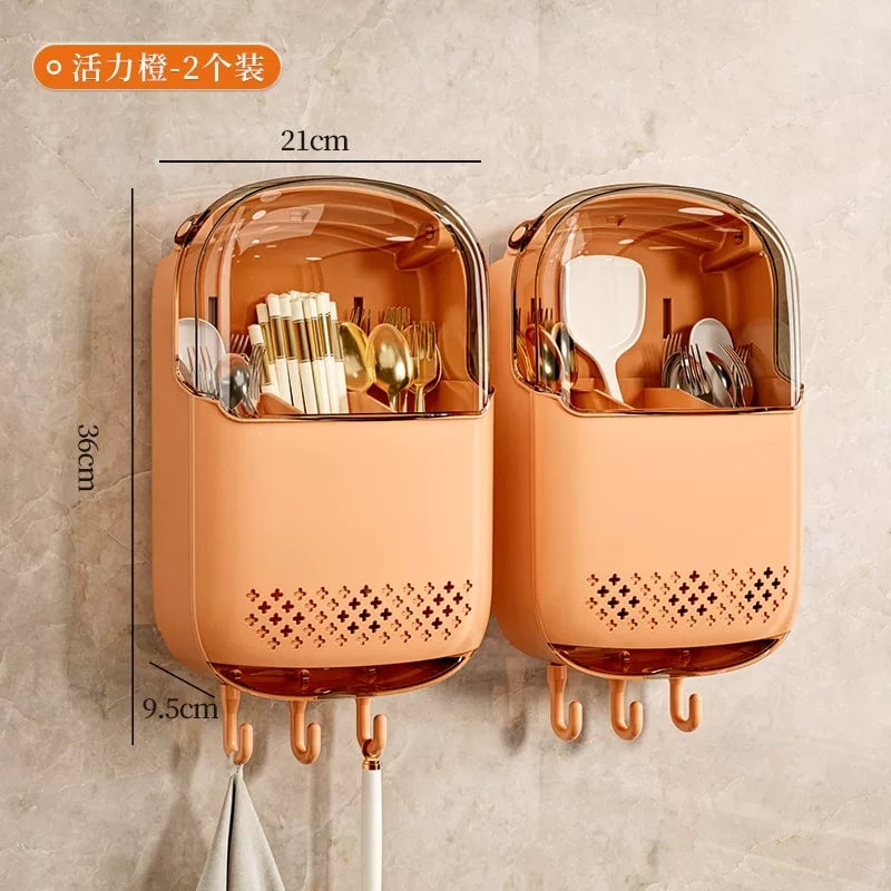 Wall-Mounted Cutlery and Chopstick Holder with Drip Tray photo 3