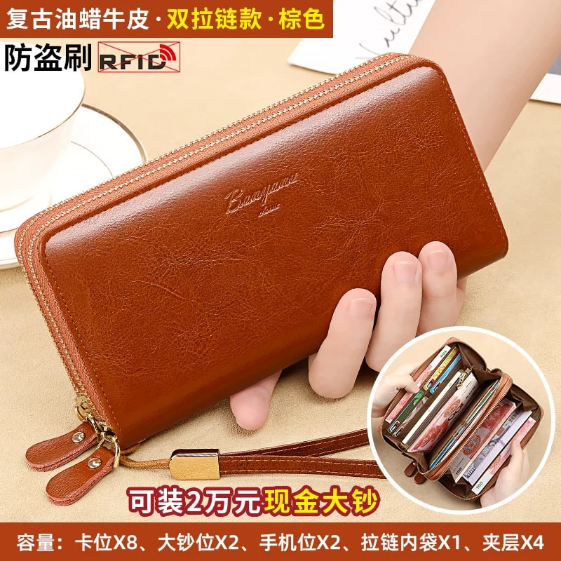 Long Zip Around Leather Clutch Wallet photo 4