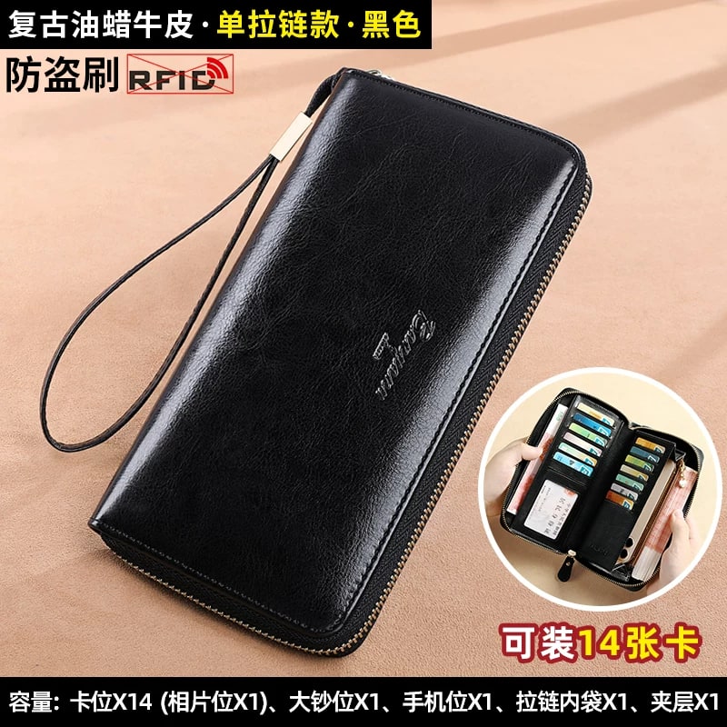 Long Zip Around Leather Clutch Wallet photo 5