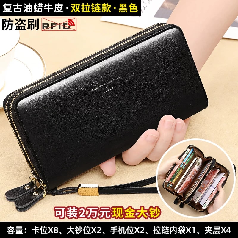 Long Zip Around Leather Clutch Wallet photo 6