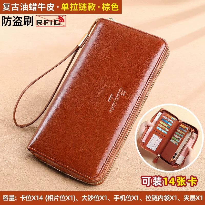 Long Zip Around Leather Clutch Wallet photo 3