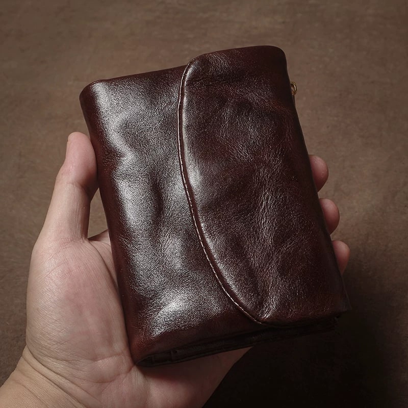 Vegetable Tanned Leather Short Wallet