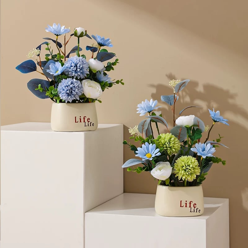 Ceramic Vase with Artificial Flower Arrangement photo 2