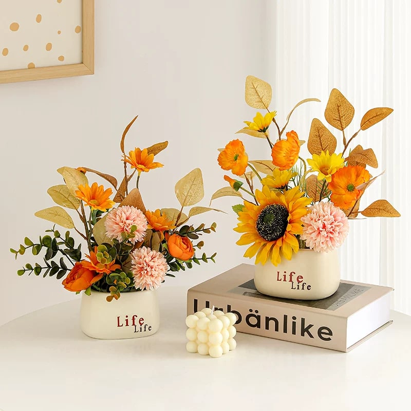 Ceramic Vase with Artificial Flower Arrangement photo 5