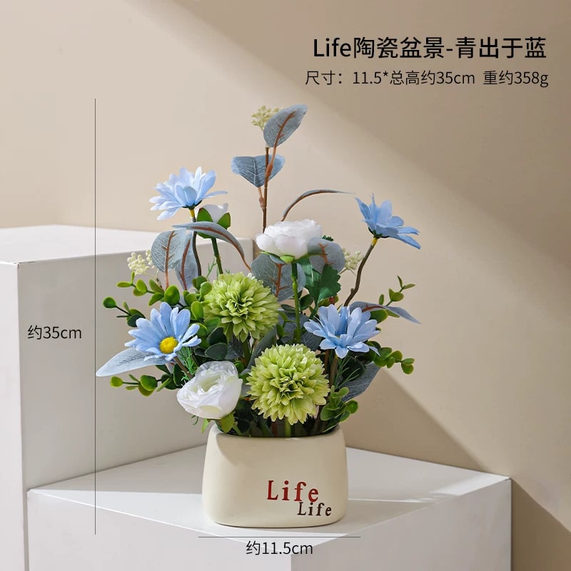 Ceramic Vase with Artificial Flower Arrangement photo 4