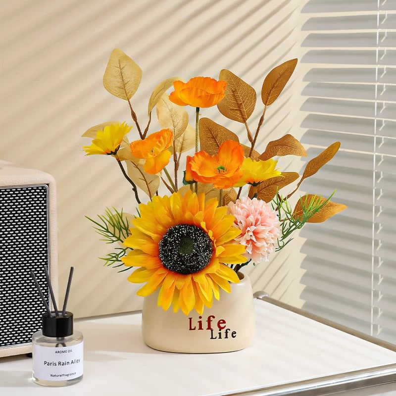 Ceramic Vase with Artificial Flower Arrangement photo 6