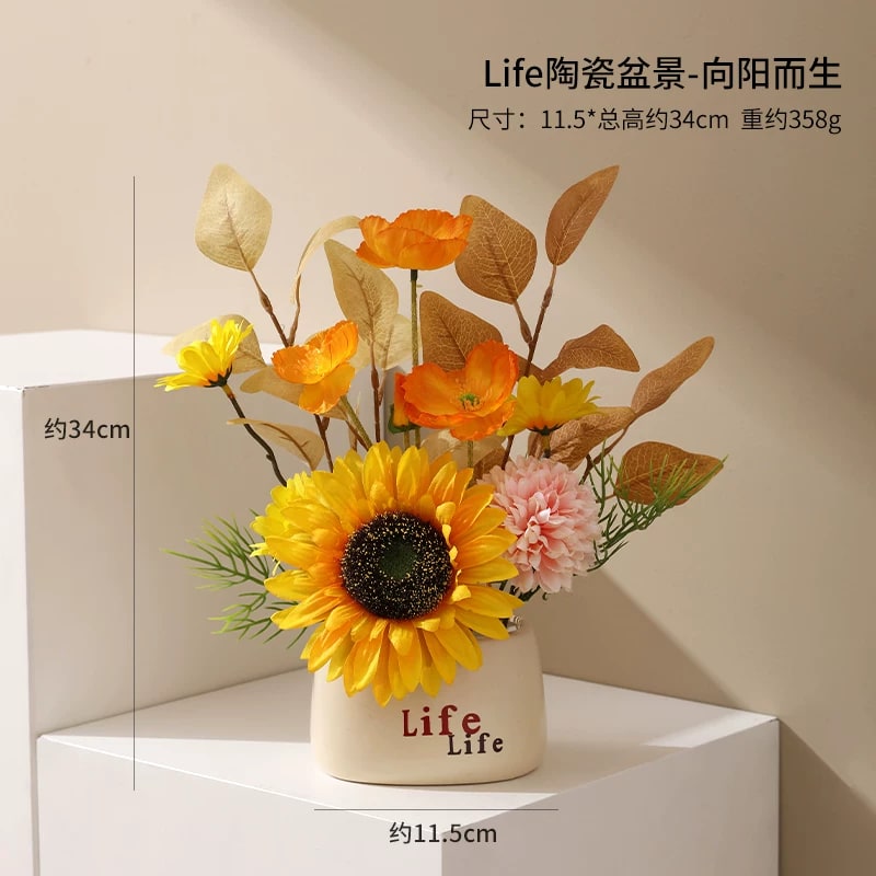Ceramic Vase with Artificial Flower Arrangement photo 6