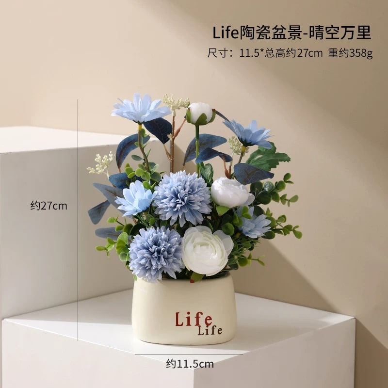 Ceramic Vase with Artificial Flower Arrangement photo 5
