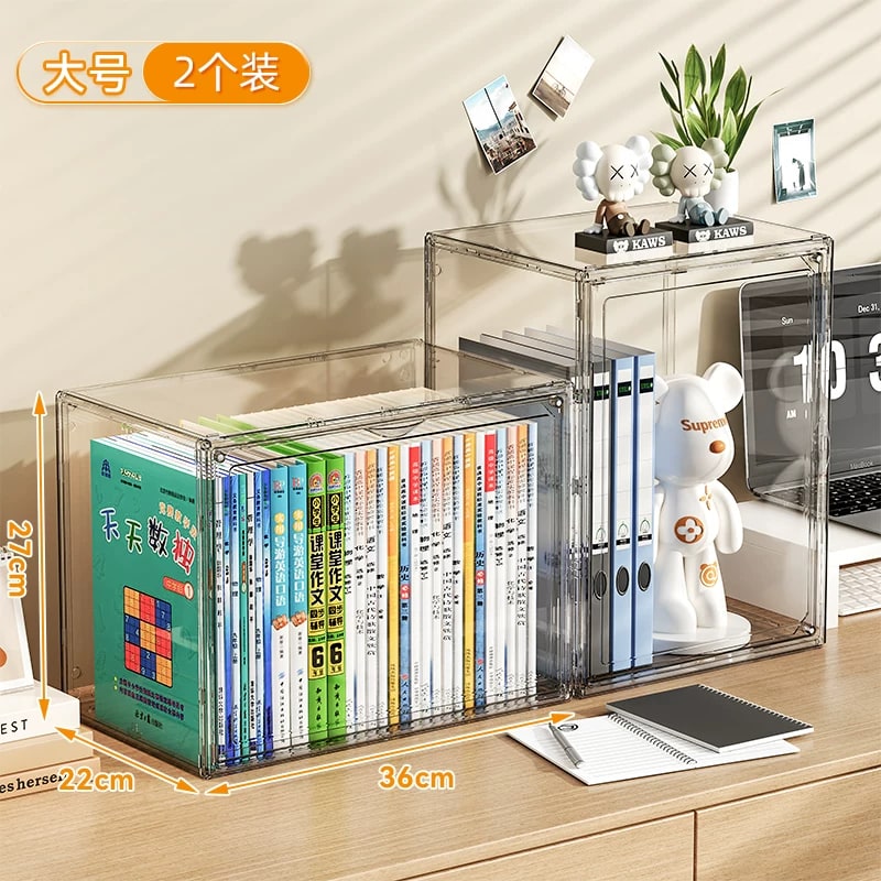 Clear Stackable Book Storage Box with Magnetic Door photo 4