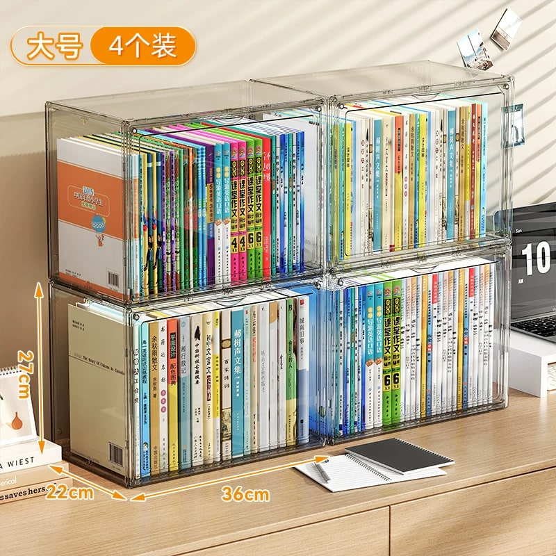 Clear Stackable Book Storage Box with Magnetic Door photo 6