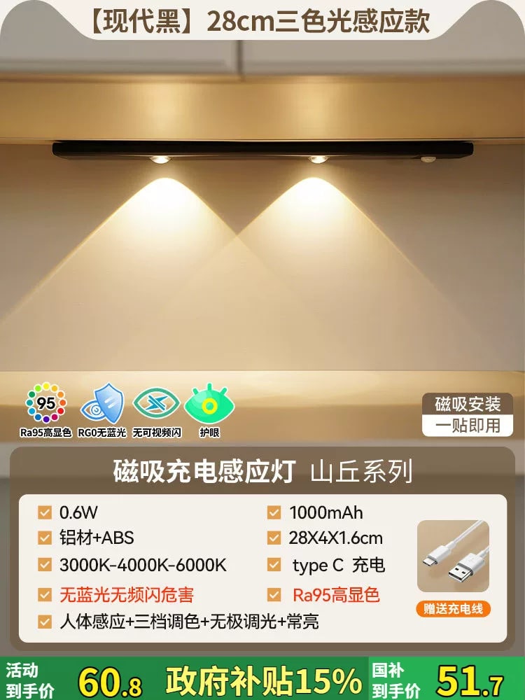 NVC Rechargeable Motion-Sensor LED Cabinet Light Bar