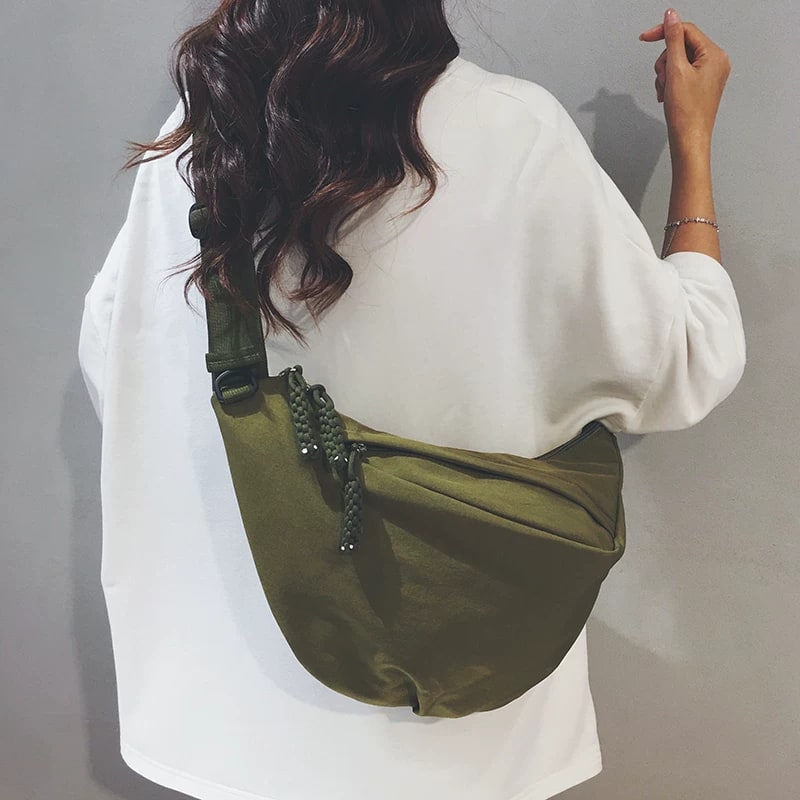 Canvas Crossbody Dumpling Bag with Charm photo 3