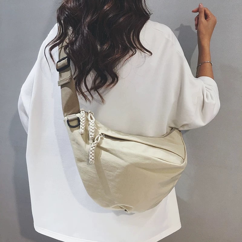 Canvas Crossbody Dumpling Bag with Charm photo 5
