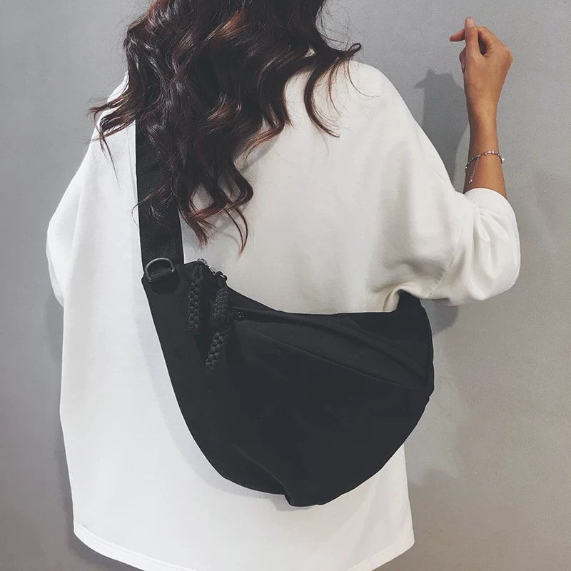 Canvas Crossbody Dumpling Bag with Charm — Fashion on G+ Market