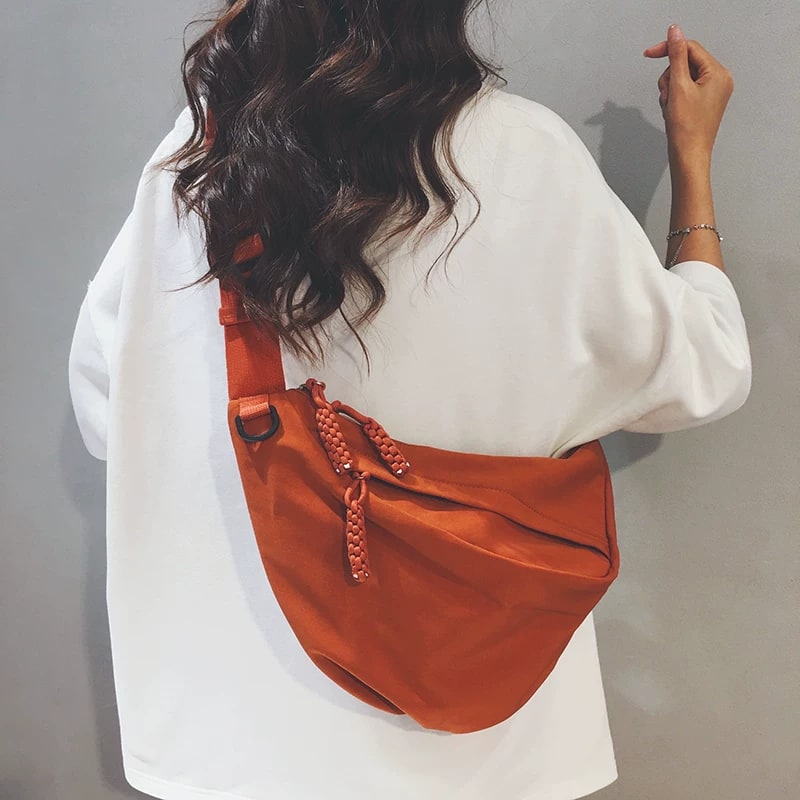 Canvas Crossbody Dumpling Bag with Charm photo 4