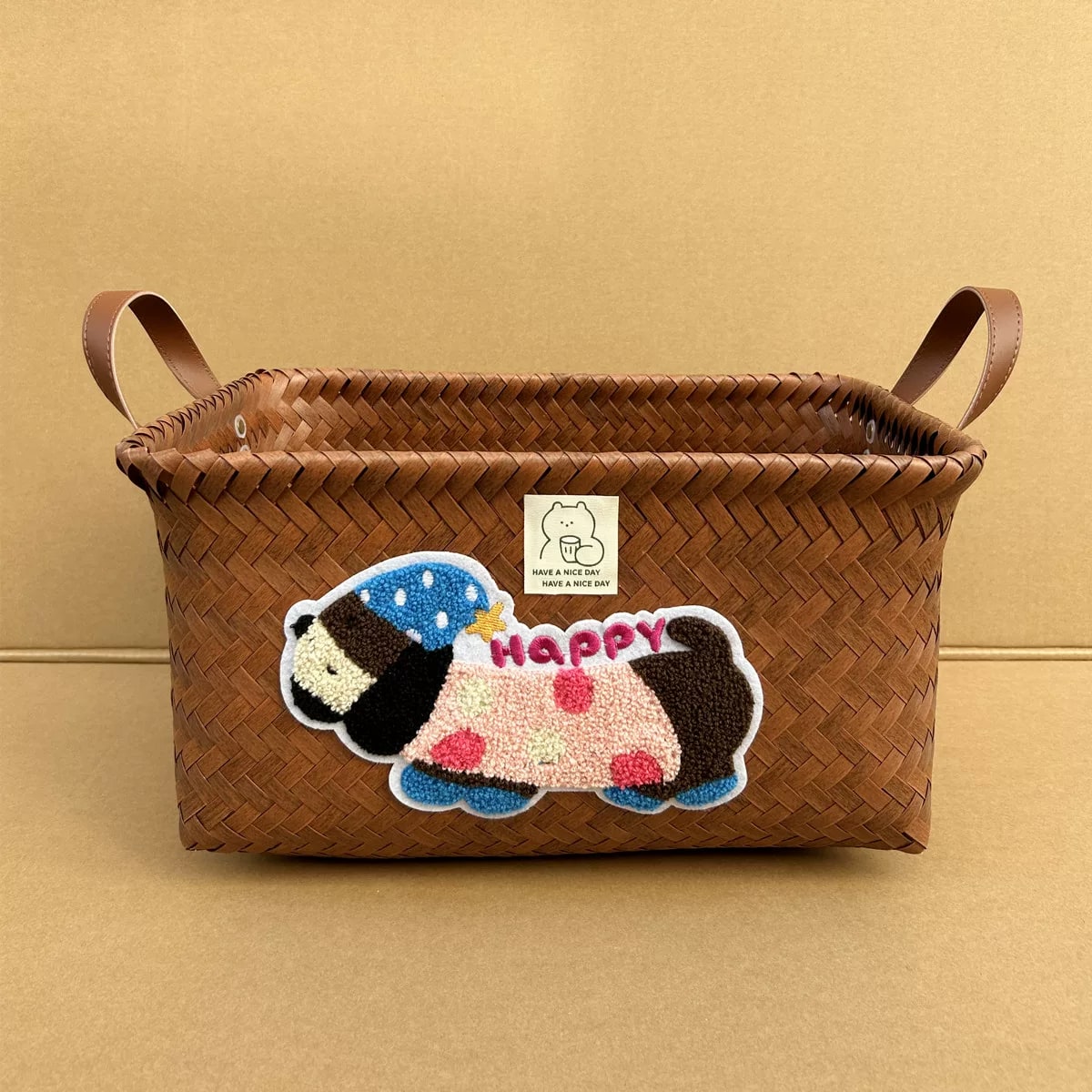 Woven Dog-Design Storage Basket photo 6