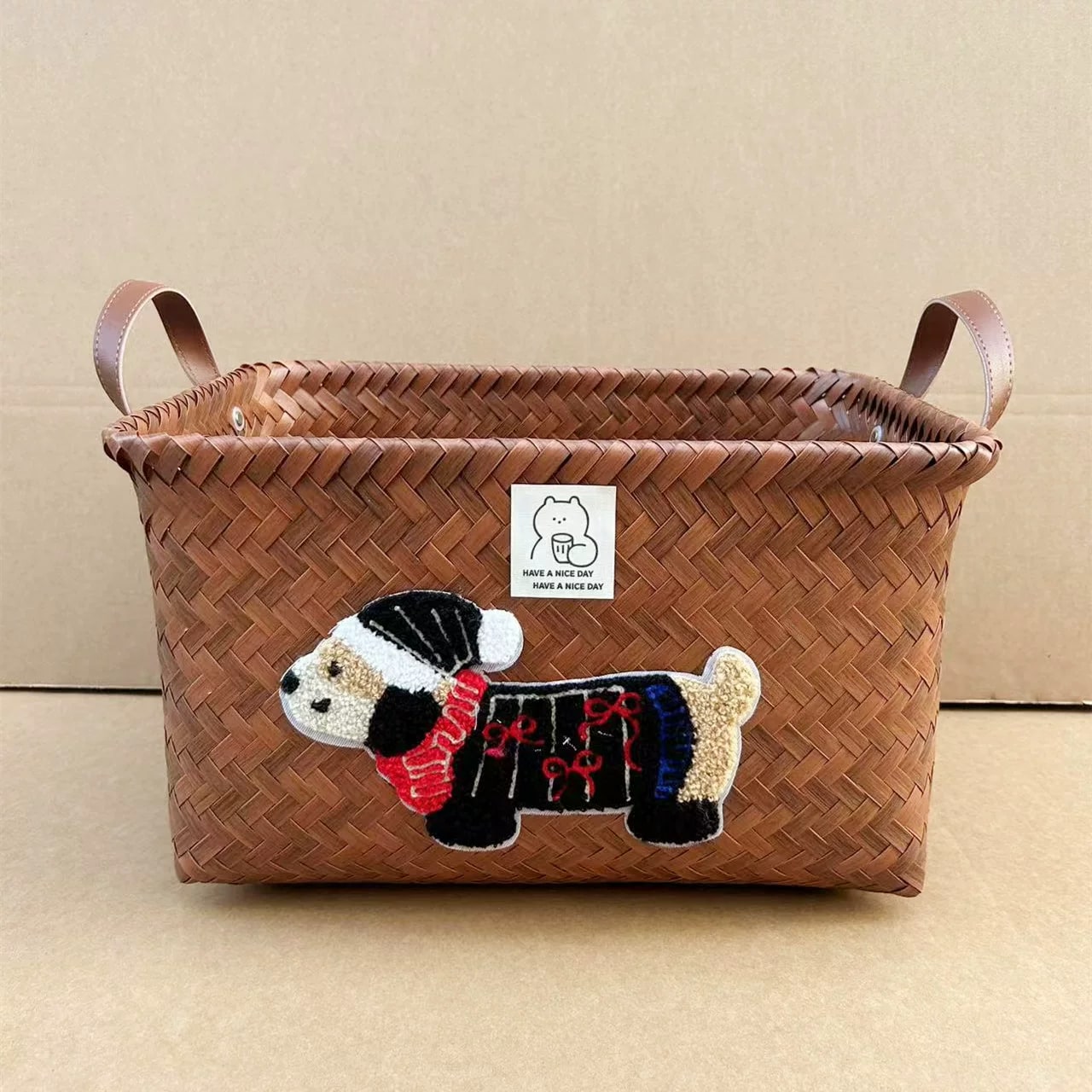 Woven Dog-Design Storage Basket photo 2