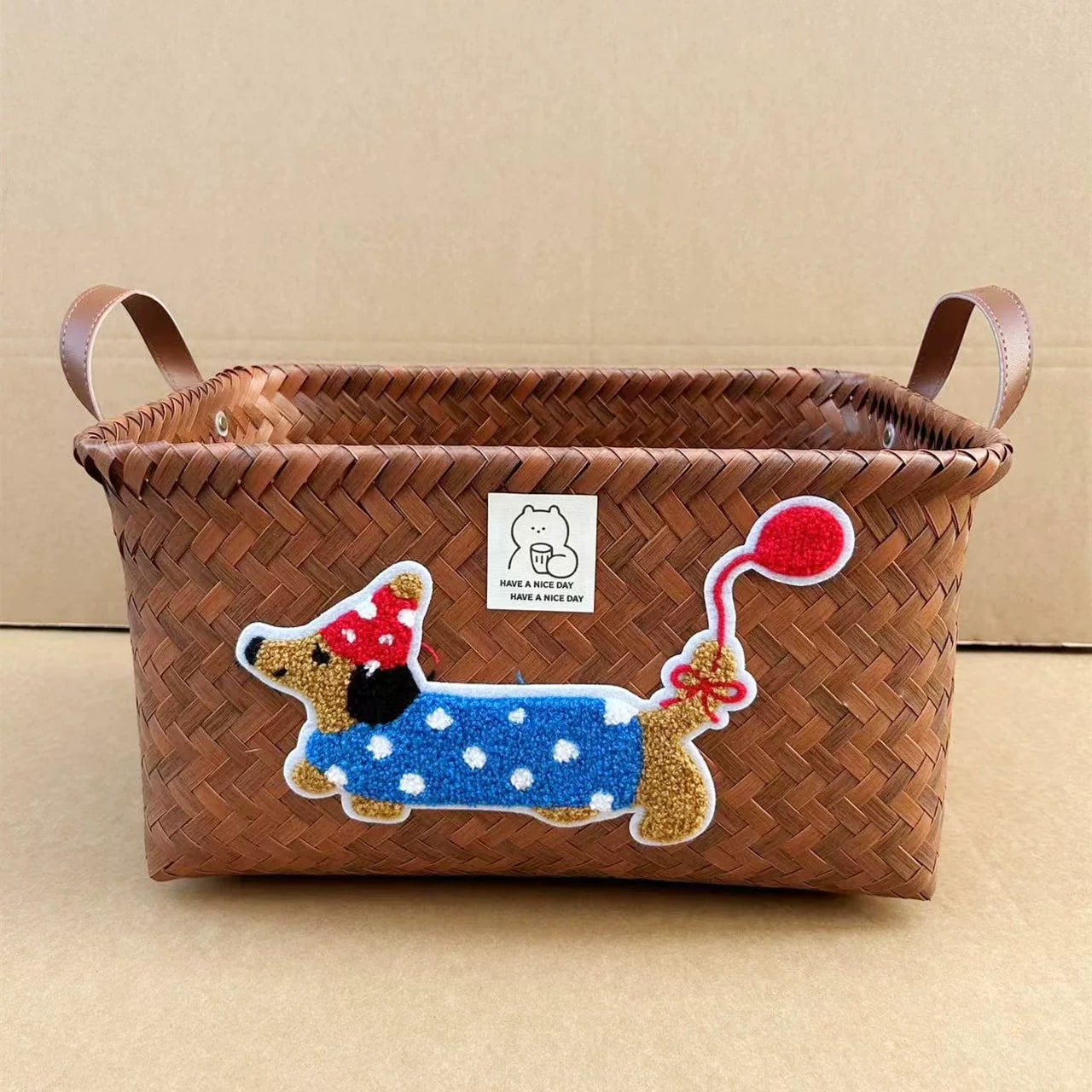 Woven Dog-Design Storage Basket photo 3