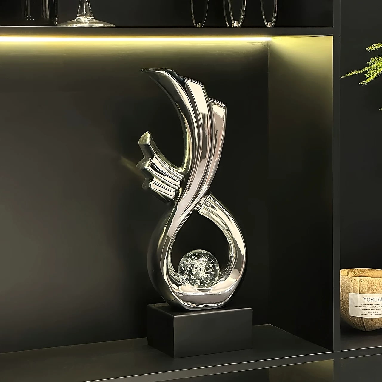Ceramic Abstract Sculpture Ornament Pair photo 3