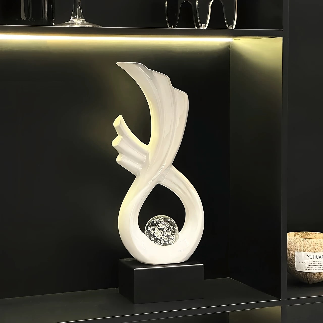 Ceramic Abstract Sculpture Ornament Pair photo 2