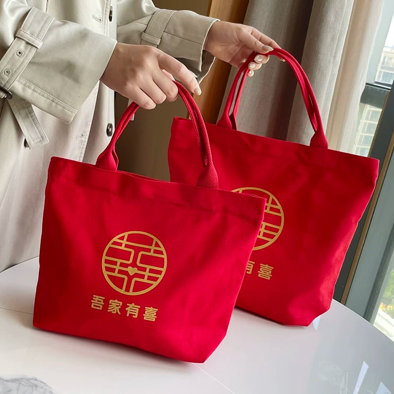 Red Canvas Wedding Gift Collection Bag photo 3