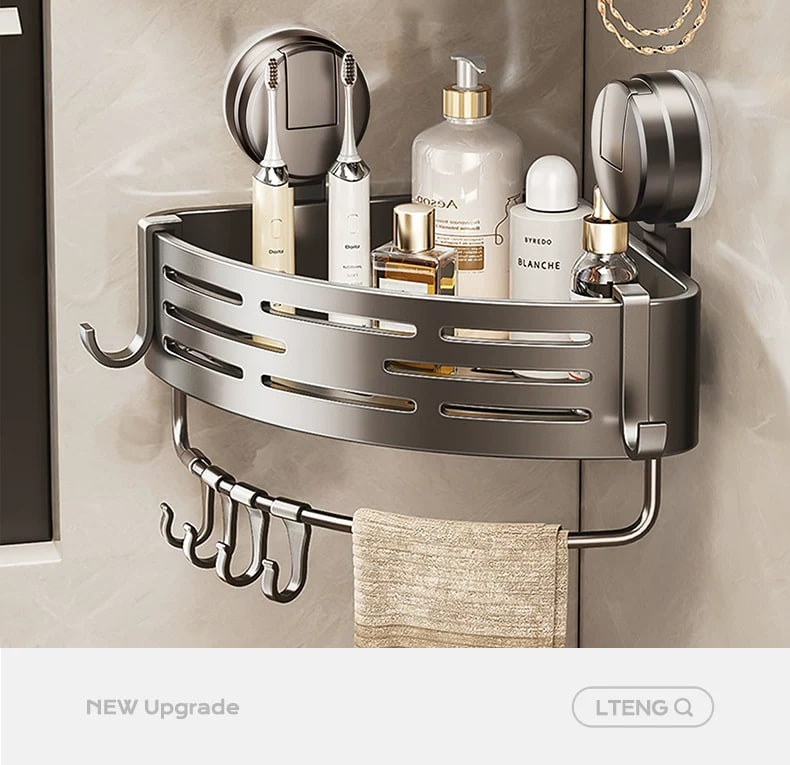 Suction Corner Bathroom Shelf with Hooks, 1 to 3 Tiers — Home & Furniture on G+ Market