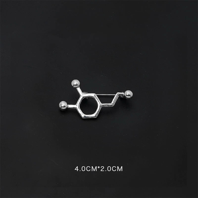 Silver-Tone Molecule and Heartbeat Pin Brooch photo 2