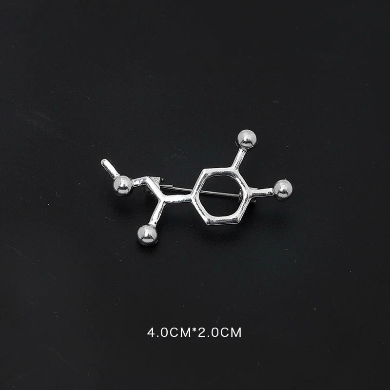 Silver-Tone Molecule and Heartbeat Pin Brooch photo 5