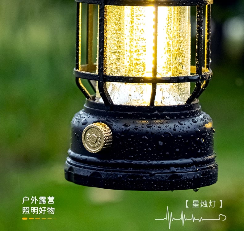 Retro Camping Lantern with Solar and USB-C Charging photo 5
