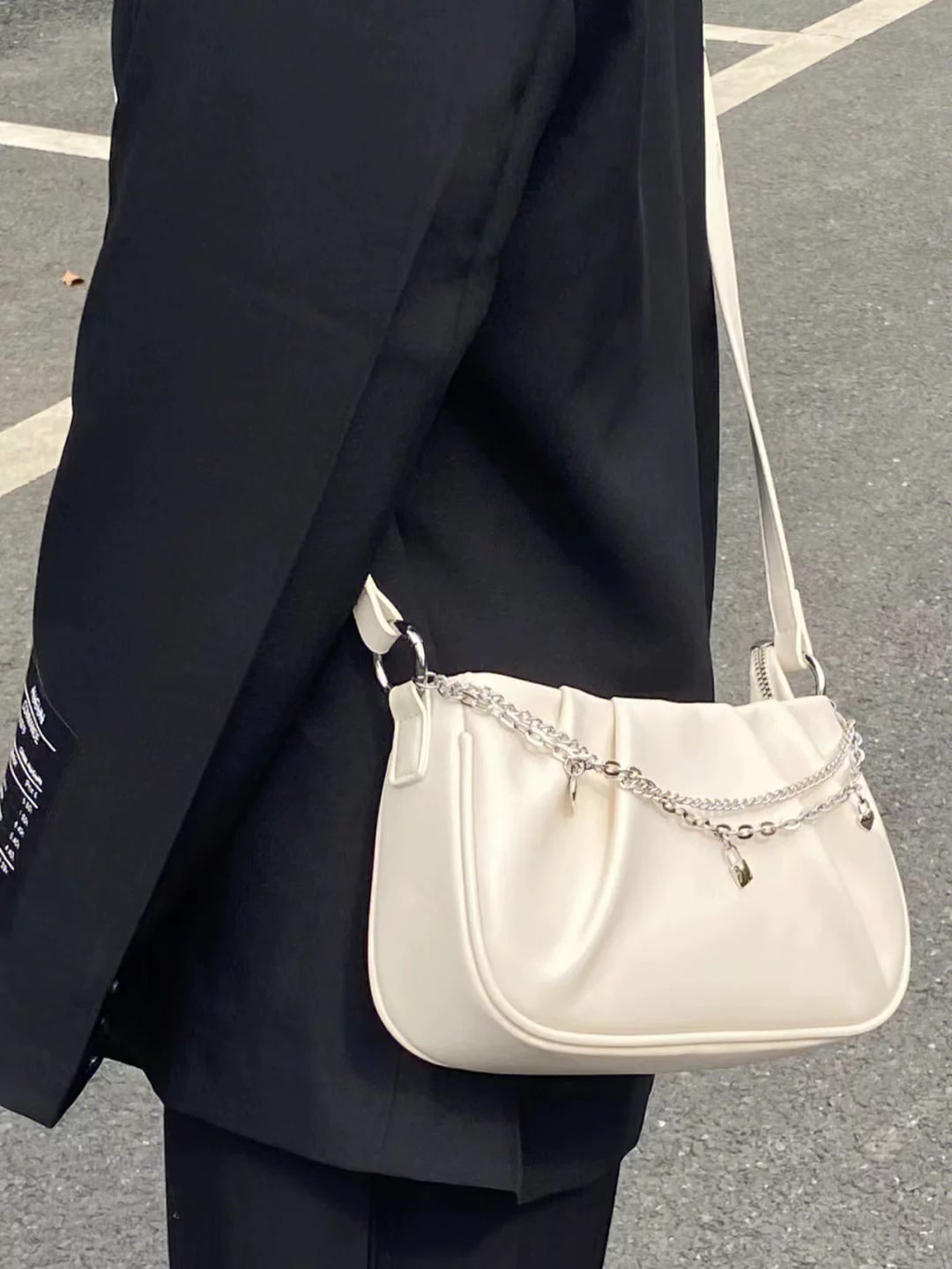 Pleated Cloud Shoulder Bag with Braided Strap photo 4