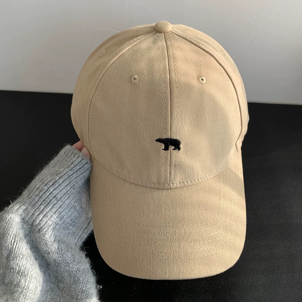 Brushed Cotton Baseball Cap with Embroidered Bear photo 2