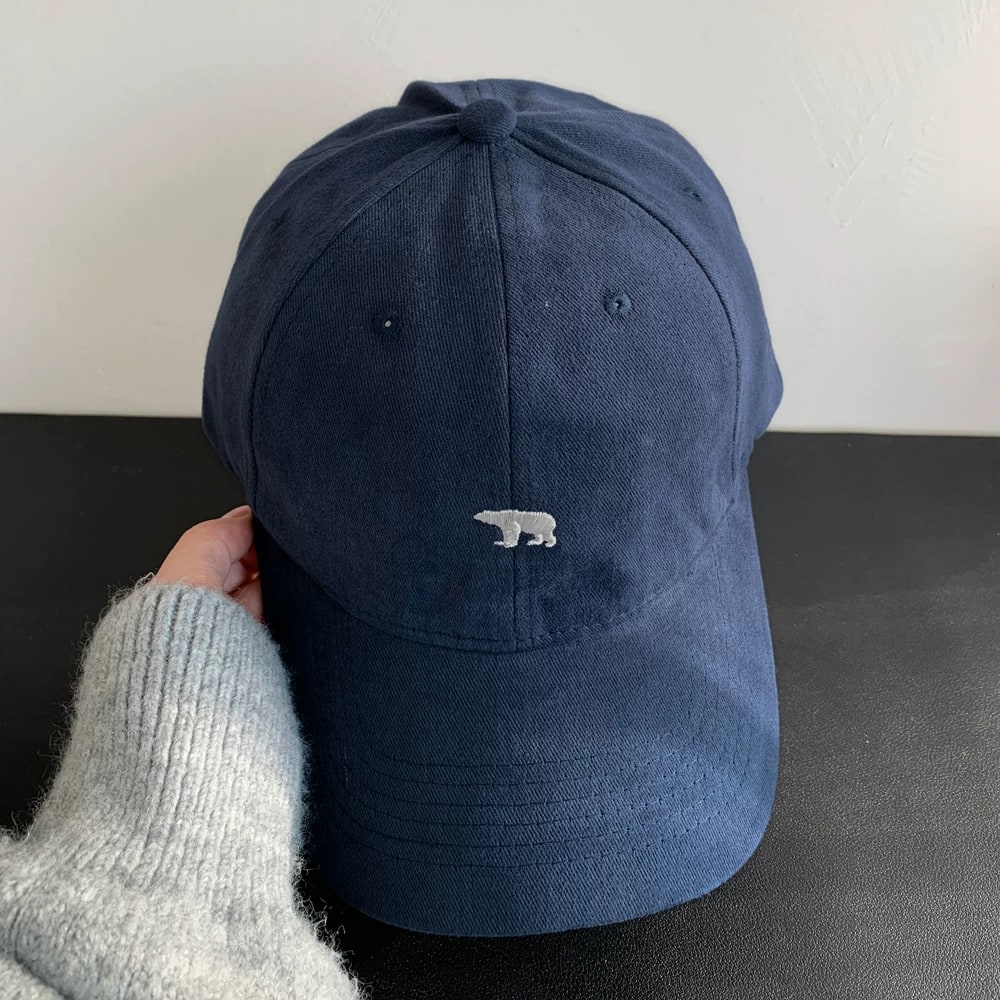 Brushed Cotton Baseball Cap with Embroidered Bear photo 5