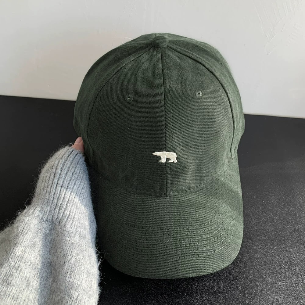 Brushed Cotton Baseball Cap with Embroidered Bear photo 4