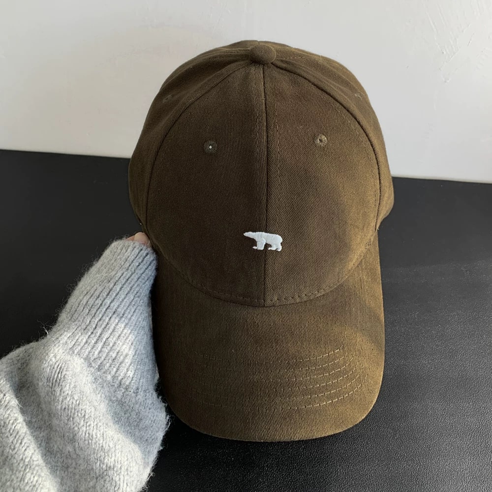 Brushed Cotton Baseball Cap with Embroidered Bear photo 3