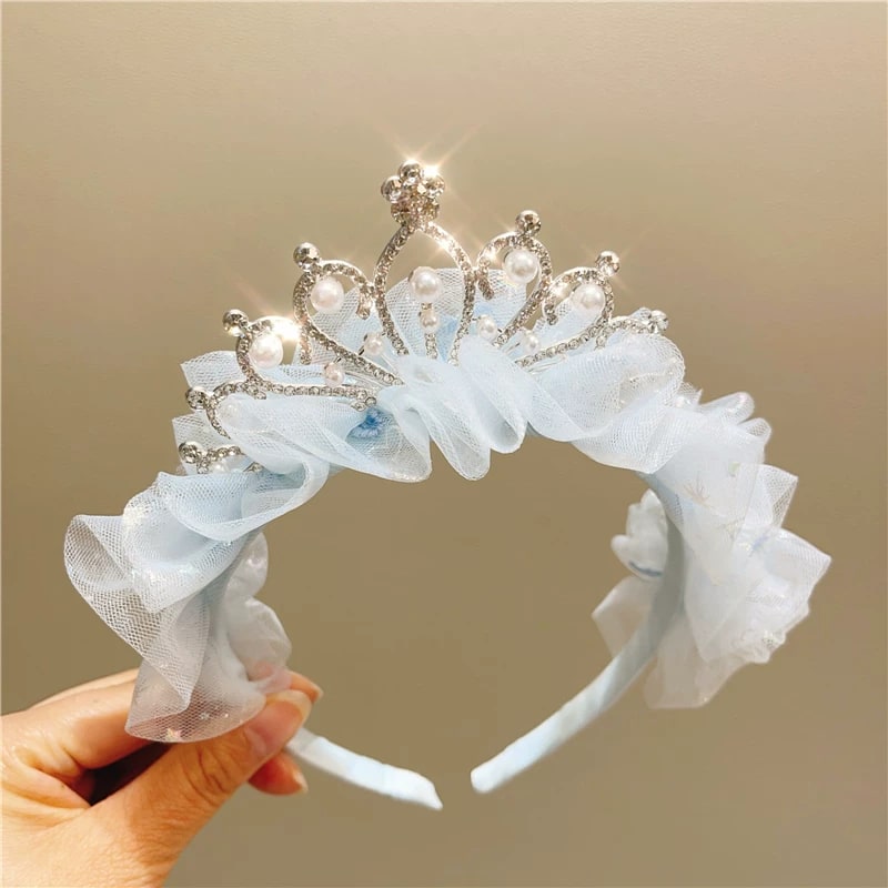 Girls' Rhinestone Crown Headband with Tulle Bow photo 5
