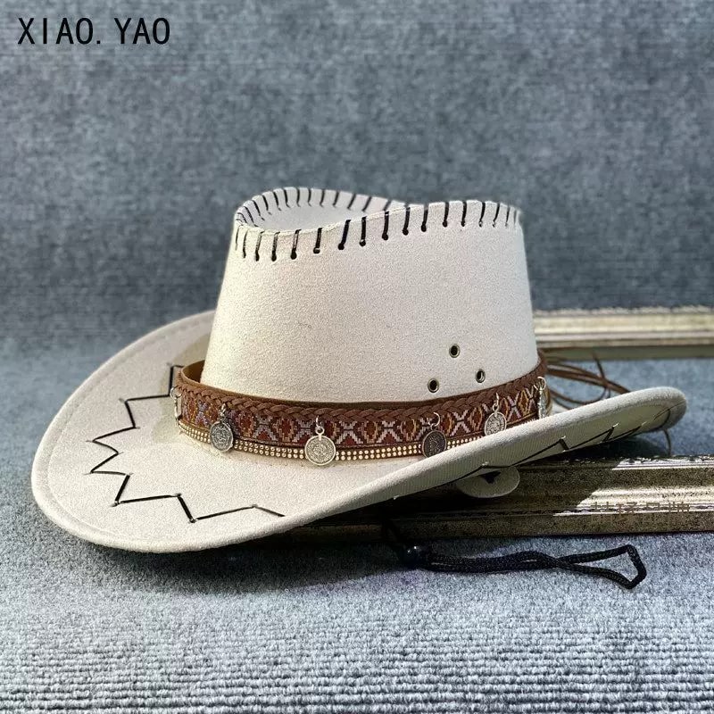 Suede Western Cowboy Hat with Chin Cord photo 5