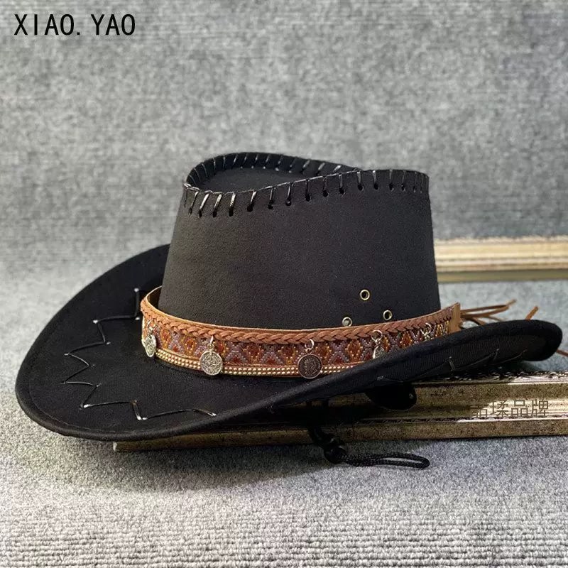 Suede Western Cowboy Hat with Chin Cord photo 3