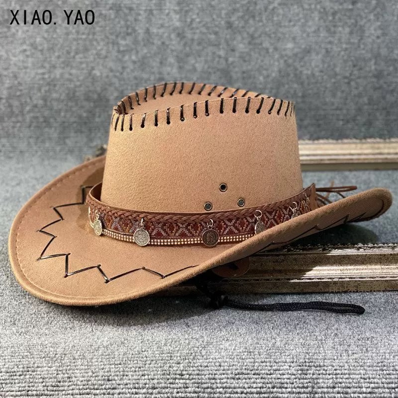 Suede Western Cowboy Hat with Chin Cord photo 4