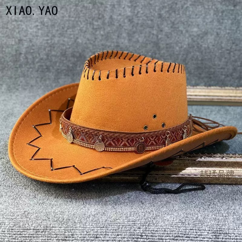 Suede Western Cowboy Hat with Chin Cord photo 6