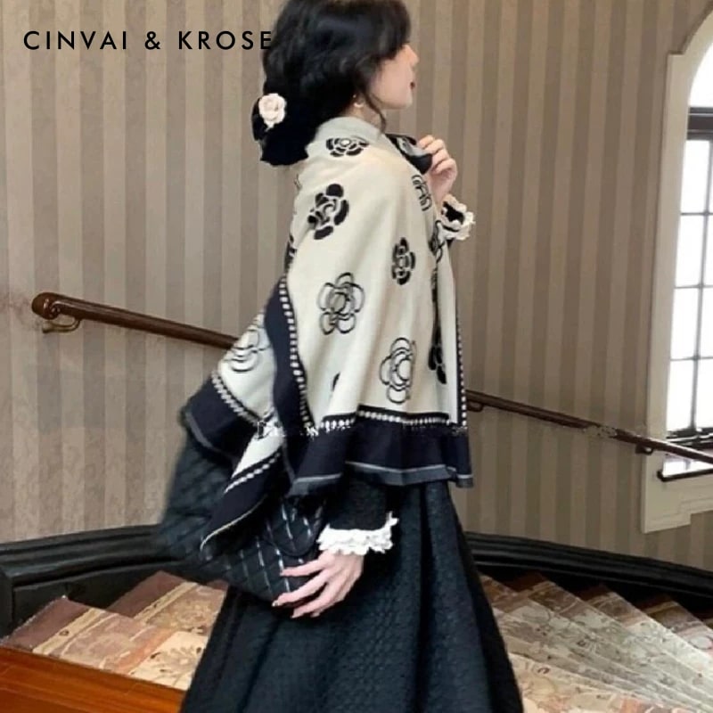 Cinvai & Krose Reversible Camellia Print Scarf photo 4