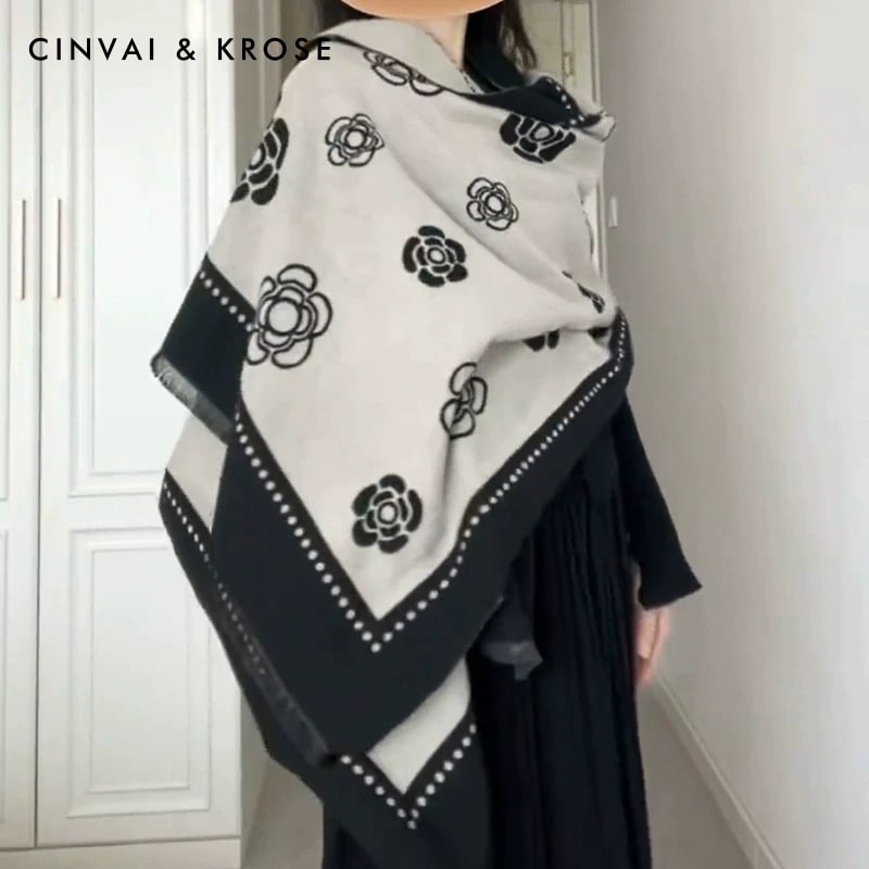 Cinvai & Krose Reversible Camellia Print Scarf — Fashion on G+ Market