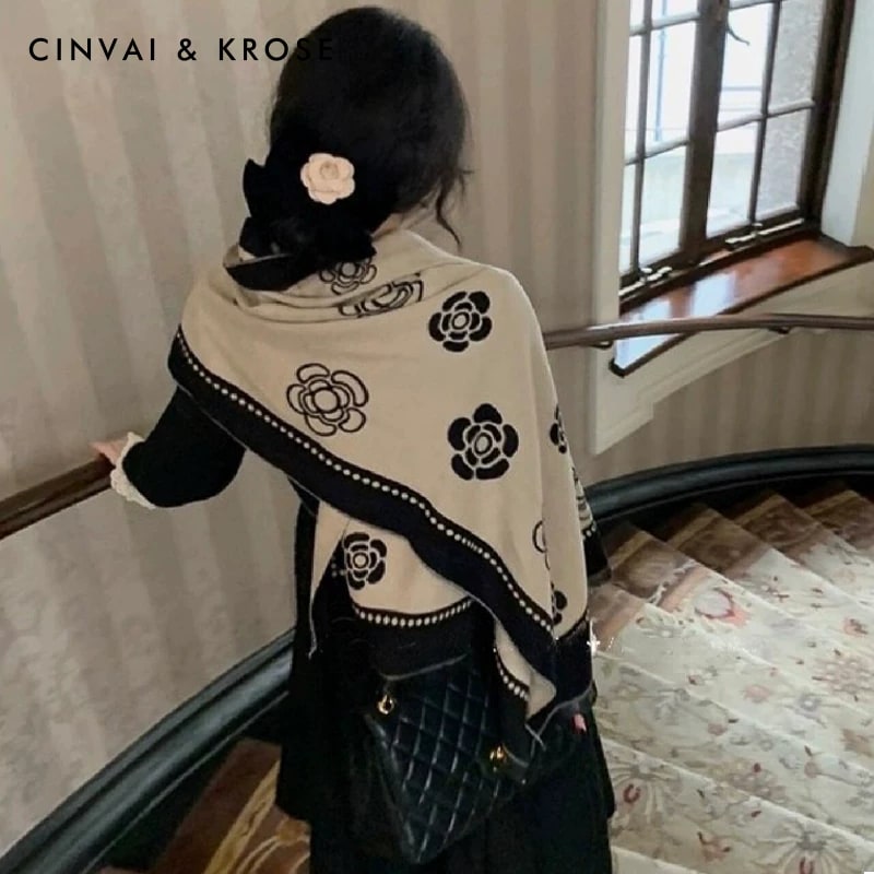 Cinvai & Krose Reversible Camellia Print Scarf photo 6