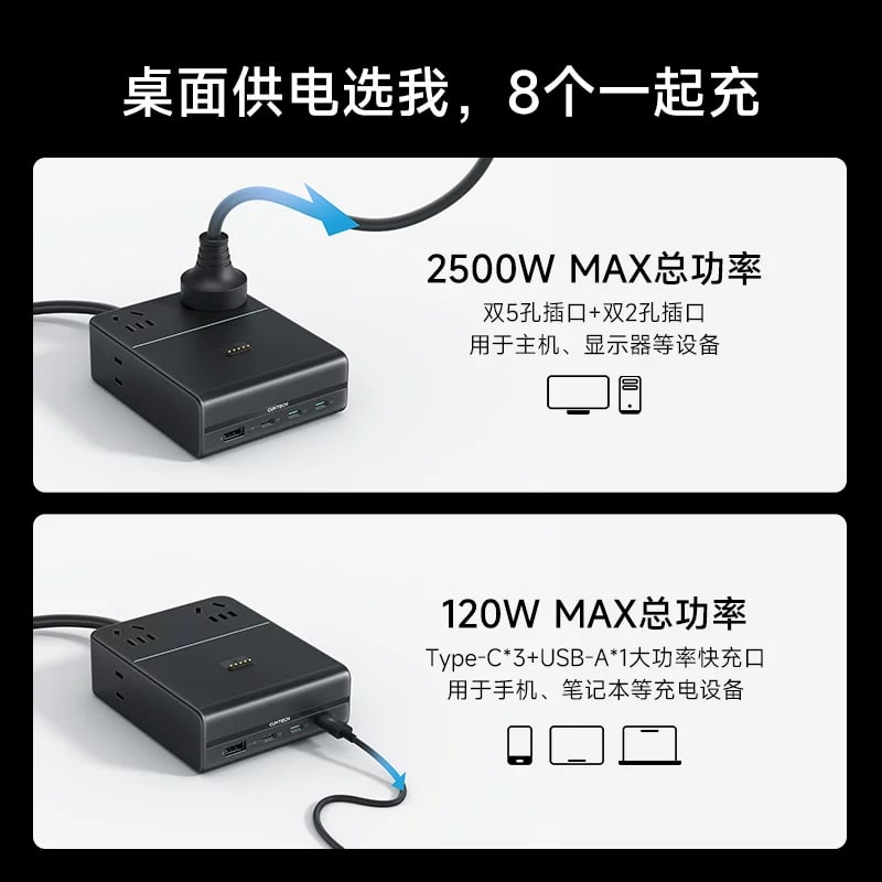 120W 8-Port Desktop Charging Station with Display photo 5